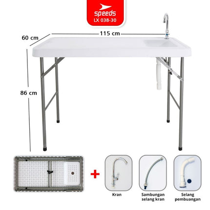 SPEEDS Meja Wastafel Kitchen Sink Portabel 115x60x86cm 038-30