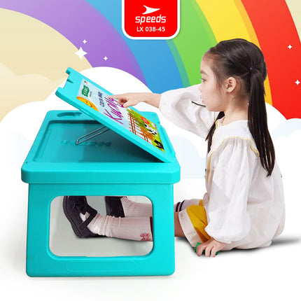 SPEEDS Children's Foldable Study Table Thick Sturdy Foldable Rectangular HDPE Kids Table Preschool Kindergarten Colorful 038-45