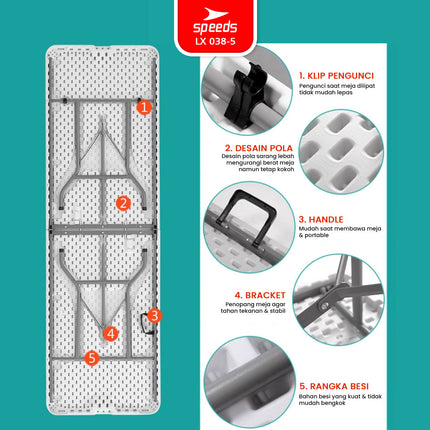SPEEDS Meja Lipat 244x75x74cm HDPE 038-5