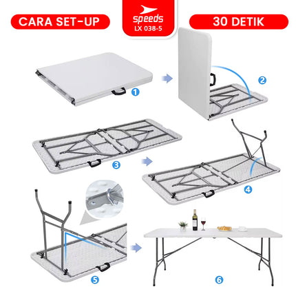 SPEEDS Meja Lipat 244x75x74cm HDPE 038-5