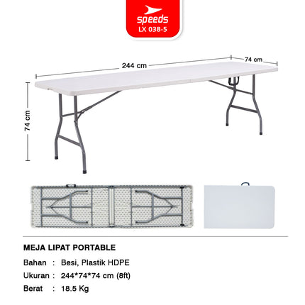 SPEEDS Meja Lipat 244x75x74cm HDPE 038-5