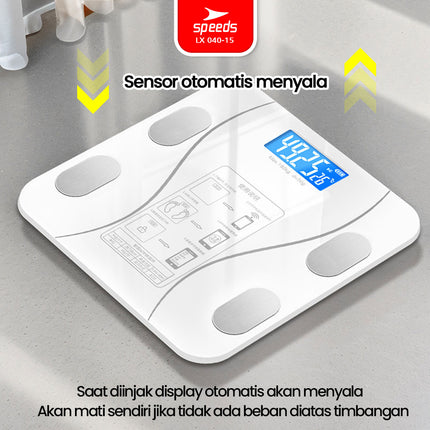 SPEEDS Timbangan Badan Smart Lemak Fat Digital Weight Scale Scales 26cm Fat Scaler USB Aplikasi Pengukur Lemak 040-15