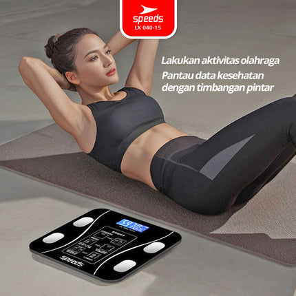 SPEEDS Timbangan Badan Smart Lemak Fat Digital Weight Scale Scales 26cm Fat Scaler USB Aplikasi Pengukur Lemak 040-15