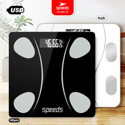 SPEEDS Timbangan Badan Smart Digital Weight Scale Scales 26cm Fitur Lengkap Fat Scaler USB Aplikasi Pengukur Lemak 040-16