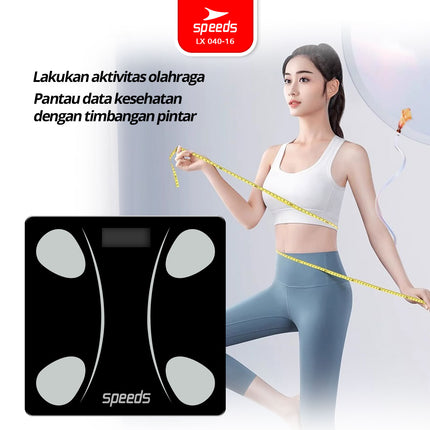SPEEDS Timbangan Badan Smart Digital Weight Scale Scales 26cm Fitur Lengkap Fat Scaler USB Aplikasi Pengukur Lemak 040-16