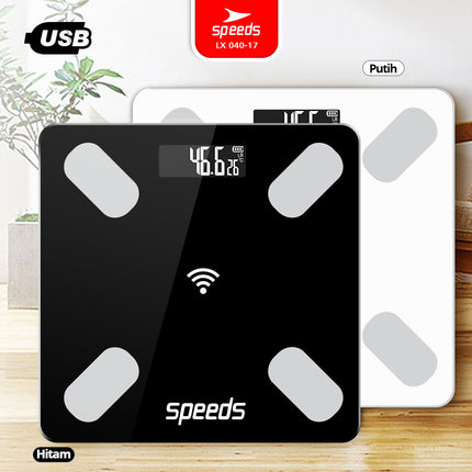 SPEEDS Timbangan Badan Lemak Tinggi Smart Digital Weight Scale Scales 26cm Fat Scaler USB Fitur Lengkap Aplikasi Pengukur Lemak 040-17