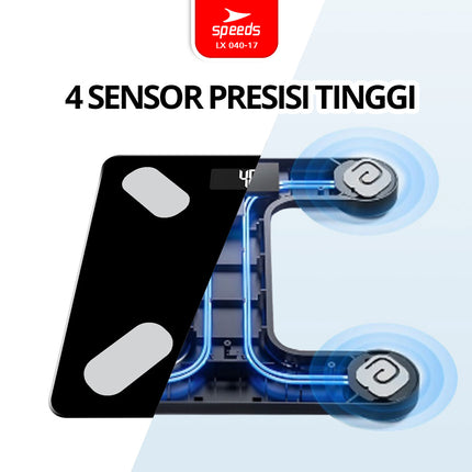 SPEEDS Timbangan Badan Lemak Tinggi Smart Digital Weight Scale Scales 26cm Fat Scaler USB Fitur Lengkap Aplikasi Pengukur Lemak 040-17