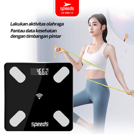 SPEEDS Timbangan Badan Lemak Tinggi Smart Digital Weight Scale Scales 26cm Fat Scaler USB Fitur Lengkap Aplikasi Pengukur Lemak 040-17