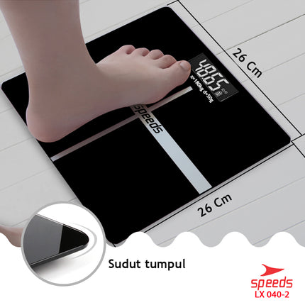 SPEEDS Timbangan Berat Badan Digital Mini Kaca With Temperature Timbangan Lemak 040-2