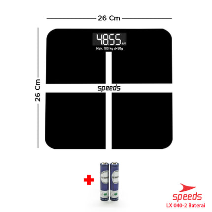 SPEEDS Timbangan Berat Badan Digital Mini Kaca With Temperature Timbangan Lemak 040-2