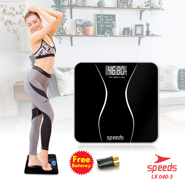 SPEEDS Timbangan Badan Digital180kg scale kaca Berat  Mini Max Original Impor 040-3