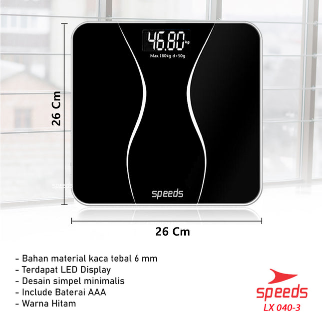 SPEEDS Timbangan Badan Digital180kg scale kaca Berat  Mini Max Original Impor 040-3