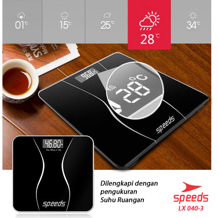 SPEEDS Timbangan Badan Digital180kg scale kaca Berat  Mini Max Original Impor 040-3