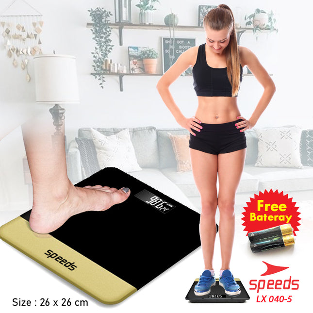 SPEEDS Timbangan Badan Digital 180kg scale kaca Berat  Mini Max 040-5