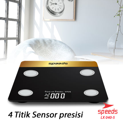 SPEEDS Timbangan Badan Digital 180kg scale kaca Berat  Mini Max 040-5