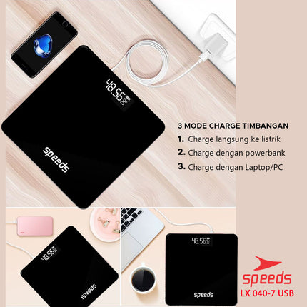SPEEDS Timbangan Badan Digital Scale Kaca Berat Max 180 Kg Original Impor 040-7