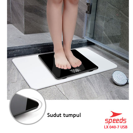 SPEEDS Timbangan Badan Digital Scale Kaca Berat Max 180 Kg Original Impor 040-7