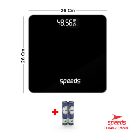 SPEEDS Timbangan Badan Digital Scale Kaca Berat Max 180 Kg Original Impor 040-7