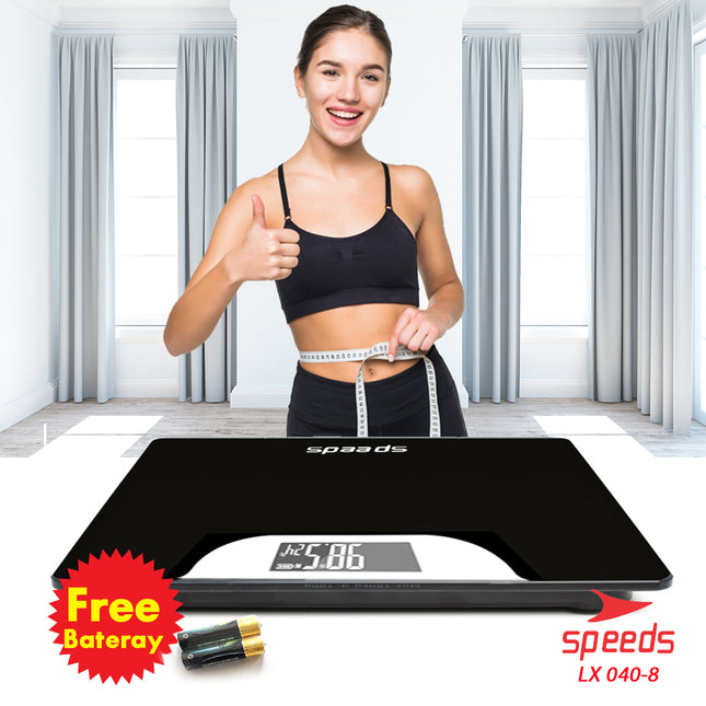 SPEEDS Timbangan Badan Digital 180kg scale kaca Berat Mini Max 040-8