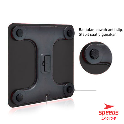 SPEEDS Timbangan Badan Digital 180kg scale kaca Berat Mini Max 040-8