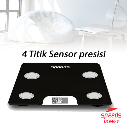 SPEEDS Timbangan Badan Digital 180kg scale kaca Berat Mini Max 040-8