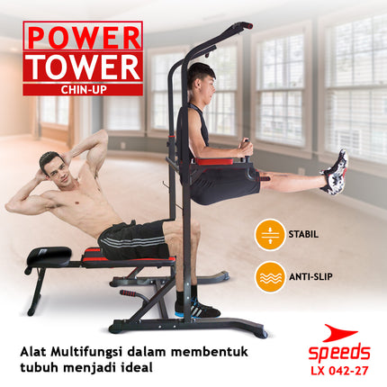SPEEDS Power Tower Pull Up Bar Chin Up Hanging Bar Home Gym Fitness Equipment Sports Equipment 042-27