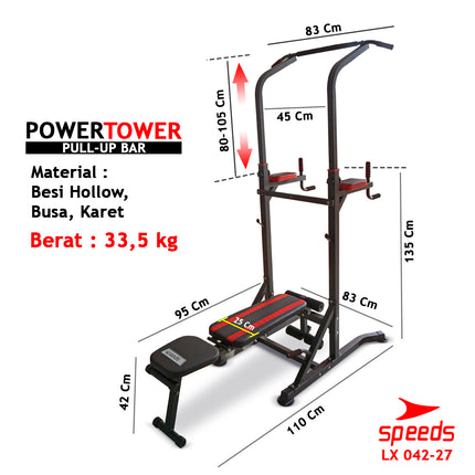 SPEEDS Power Tower Pull Up Bar Chin Up Hanging Bar Home Gym Fitness Equipment Sports Equipment 042-27