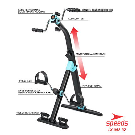 SPEEDS Pedal Exerciser Stationary Bike Therapy for Legs and Arms Dual Exerciser 042-32