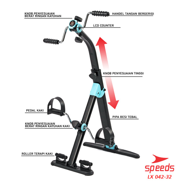 SPEEDS Pedal Exerciser Stationary Bike Therapy for Legs and Arms Dual Exerciser 042-32