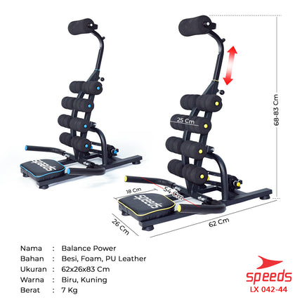 SPEEDS Alat Olahraga Fitness Sit Up Bench Six Pack Care 5in1 042-42