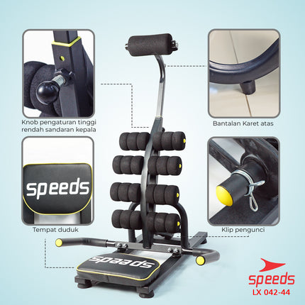 SPEEDS Alat Olahraga Fitness Sit Up Bench Six Pack Care 5in1 042-42