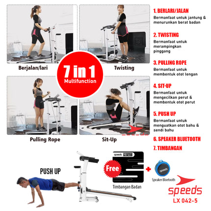 SPEEDS Multifunction Manual Treadmill for Running Sports 7 in 1 042-5