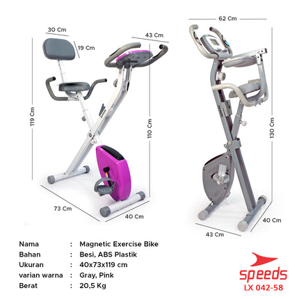 SPEEDS Sepeda Statis Magnetic Exercise Bike Layar LCD 042-58