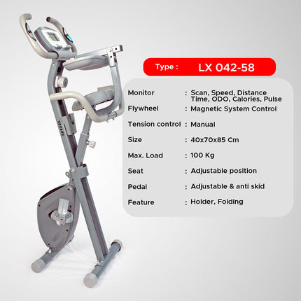 SPEEDS Sepeda Statis Magnetic Exercise Bike Layar LCD 042-58