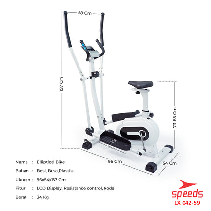 SPEEDS Elliptical Bike Sepeda Magnetic Fitness Gym 042-59