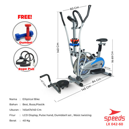 SPEEDS Orbitrack Bike Elliptical Bike Alat Fitness Olahraga 042-60