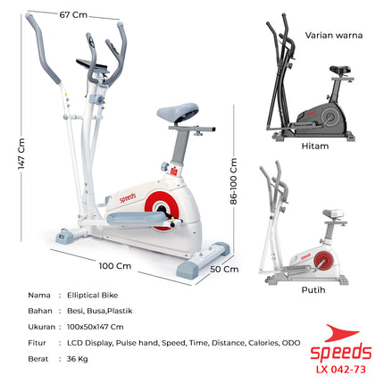 SPEEDS Elliptical Bike Sepeda Magnetic Fitness Gym 042-73