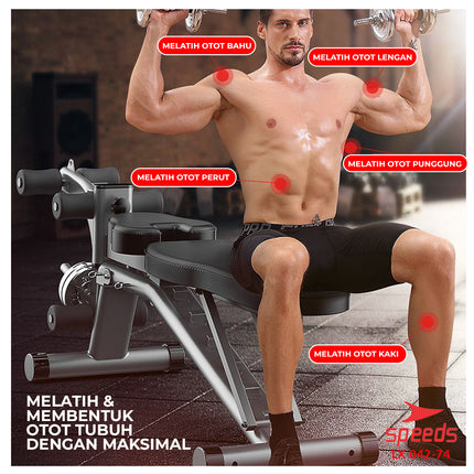 SPEEDS Fitness Bench Alat Olahraga Gym Multifungsi 042-74
