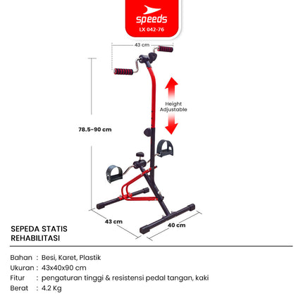 SPEEDS Pedal Exerciser Mini Stationary Bike for Feet and Hands Therapy, Dual Exerciser, Stroke Physiotherapy 042-76