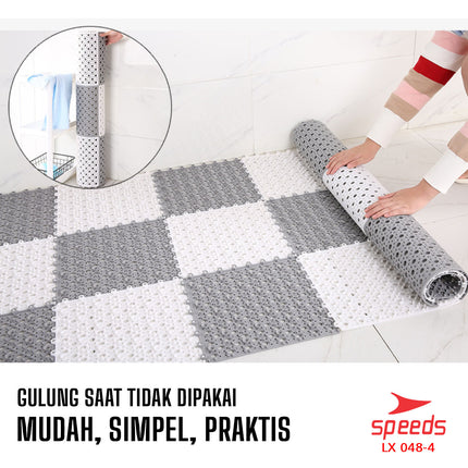 SPEEDS Doormat 30x30cm Bath Mat Polka Dot Non-Slip Bathroom Mat PVC Carpet 048-4