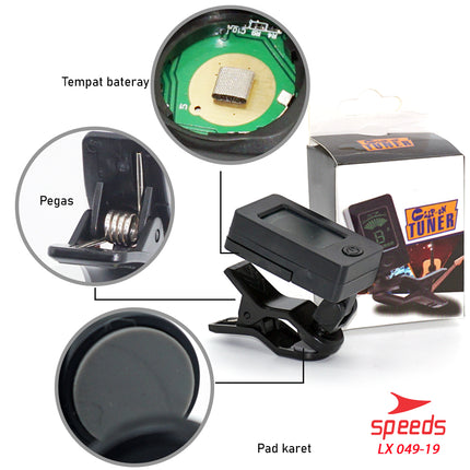 SPEEDS Digital Chromatic Clip-On Guitar Tuner Auto Tuner For Guitar 360 Degrees Original 049-19