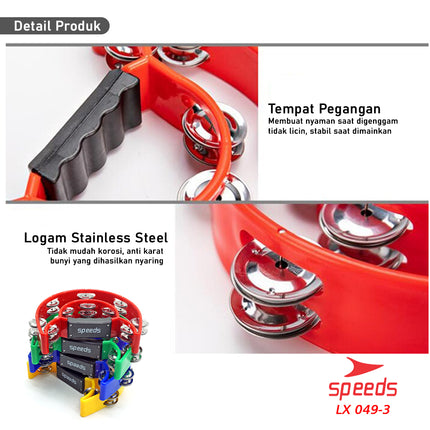 SPEEDS Alat Musik Tamborin Tambourine Double Ring Plastik Kecrekan Tambourine Tamborine Anak 049-3