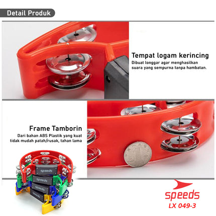 SPEEDS Alat Musik Tamborin Tambourine Double Ring Plastik Kecrekan Tambourine Tamborine Anak 049-3
