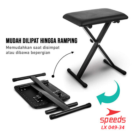 SPEEDS Alat Musik Kursi Lipat Kursi Untuk Piano Kursi Portable Untuk Anak dan Dewasa Tunggal 049-34