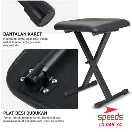 SPEEDS Alat Musik Kursi Lipat Kursi Untuk Piano Kursi Portable Untuk Anak dan Dewasa Tunggal 049-34