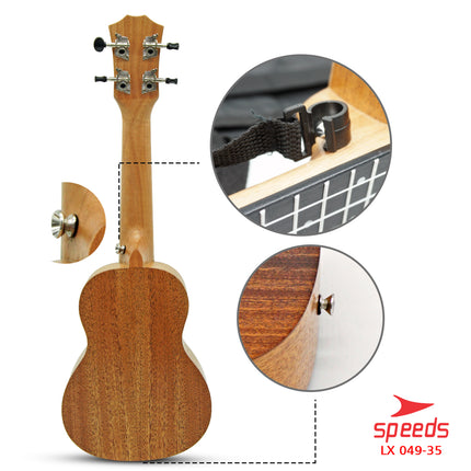 SPEEDS Ukulele Soprano Ukulele 4 Senar Ukulele 21 Inch Akustik Kualitas Kayu Premium 049-35