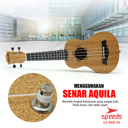 SPEEDS Ukulele Soprano Ukulele 4 Senar Ukulele 21 Inch Akustik Kualitas Kayu Premium 049-35