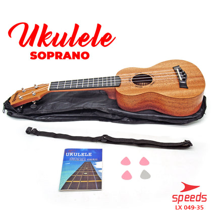 SPEEDS Ukulele Soprano Ukulele 4 Senar Ukulele 21 Inch Akustik Kualitas Kayu Premium 049-35
