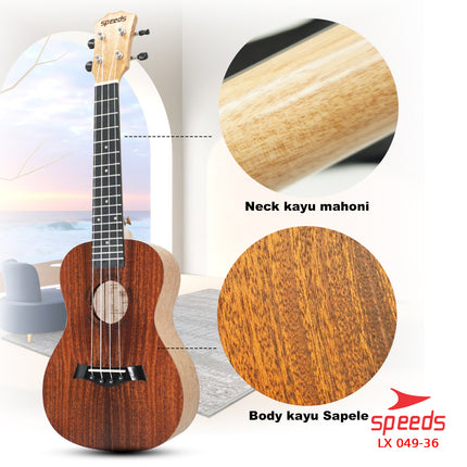 SPEEDS Ukulele Concert Ukulele 4 Senar Ukulele 24 Inch Akustik Kualitas Kayu Premium 049-36