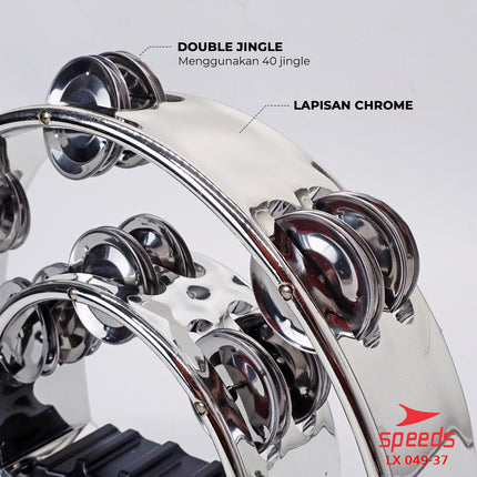 SPEEDS Alat Musik Tamborin Instrumen Double Ring Kecrekan Tambourine Instrumen Double Ring Tamborine Gereja 049-37